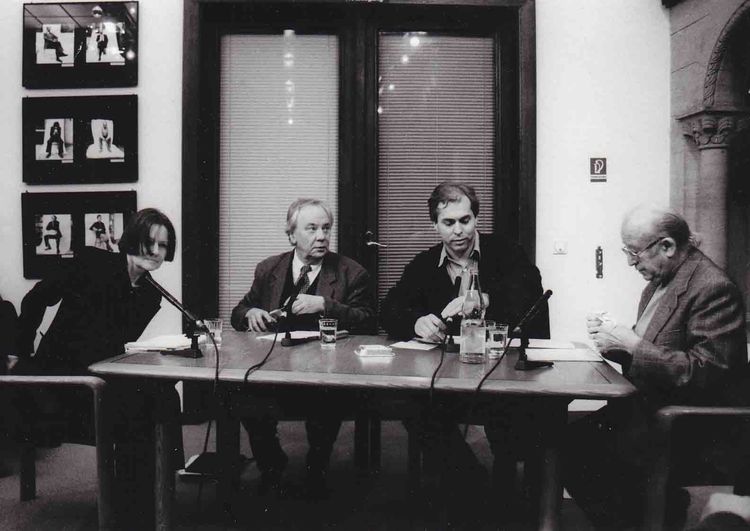 Studio LCB im Februar 1997, v.l.n.r. Sibylle Cramer, Jürgen Becker, Hajo Steinert und Walter Hinck © Renate von Mangoldt