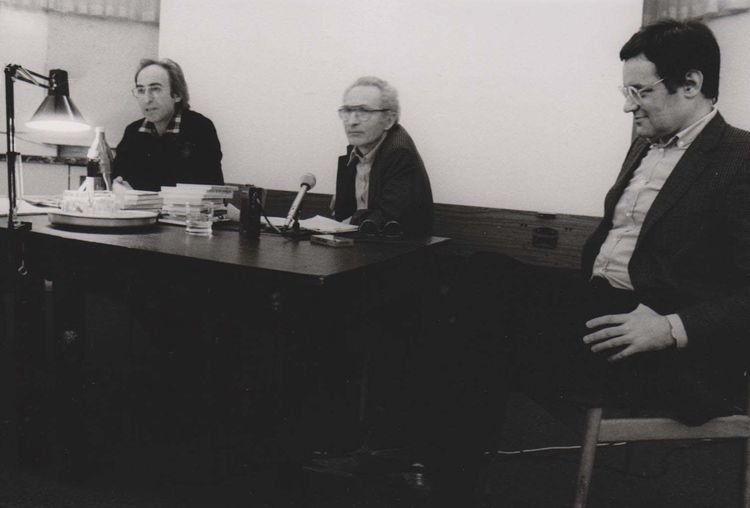 v.l.n.r. Peter Rühmkorf, Walter Höllerer, Harald Hartung, 16.03.1983 © Renate von Mangoldt