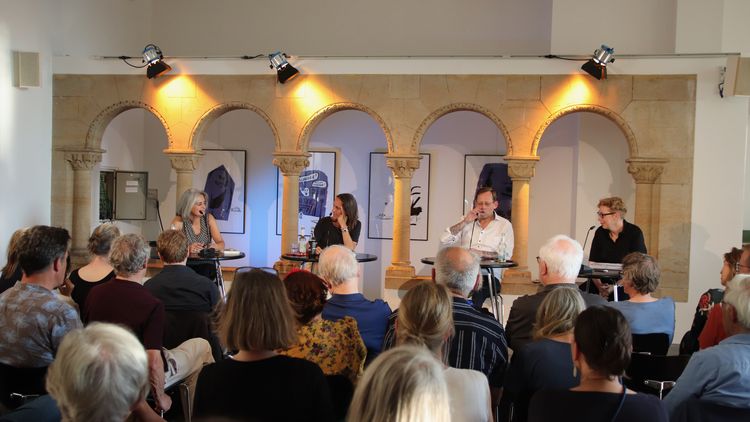 Shirin Sojitrawalla, Katharina Teutsch, Clemens Meyer und Manja Präkels © LCB Shirin Sojitrawalla, Katharina Teutsch, Clemens Meyer und Manja Präkels © LCB